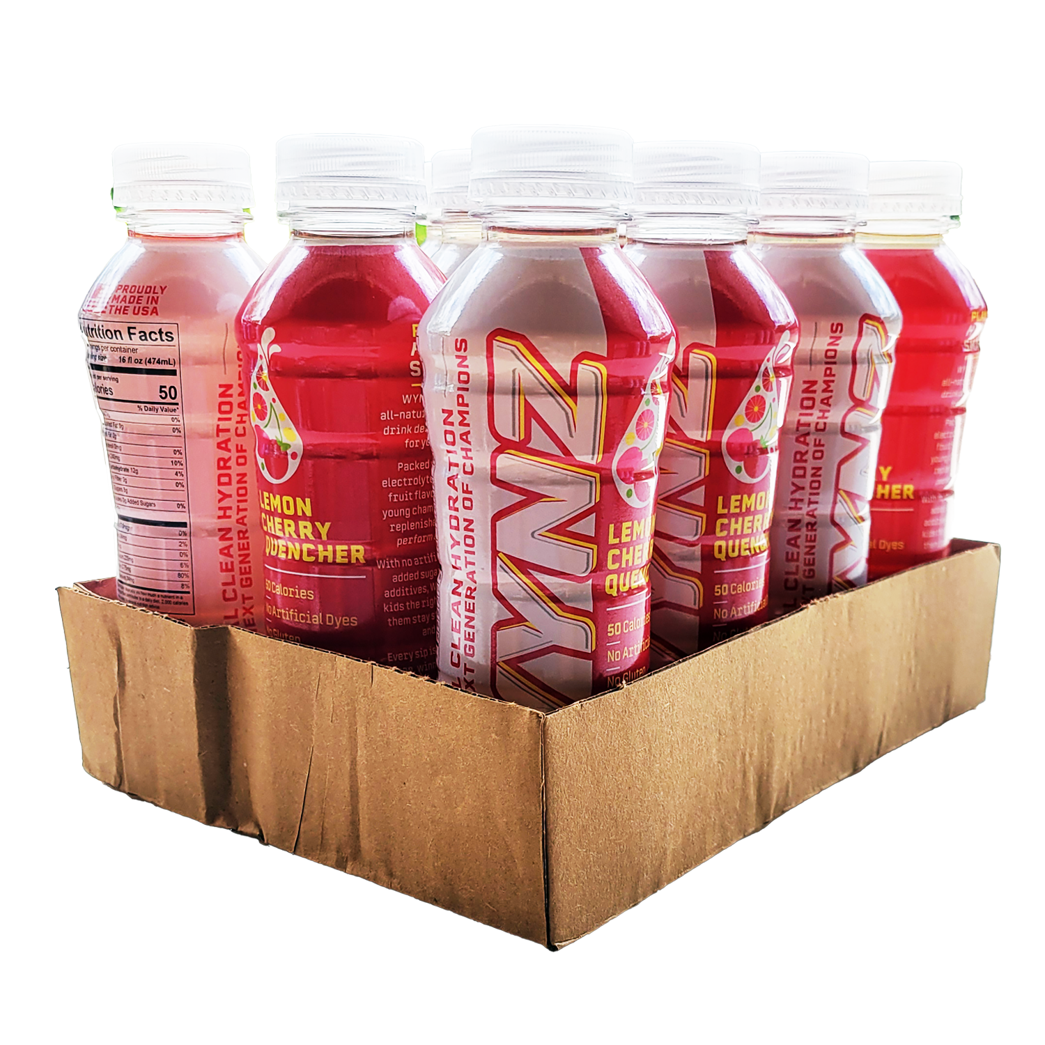 Wynz Lemon Cherry Quencher Youth Hydration Sports Drinks - (16oz) 12 Pack