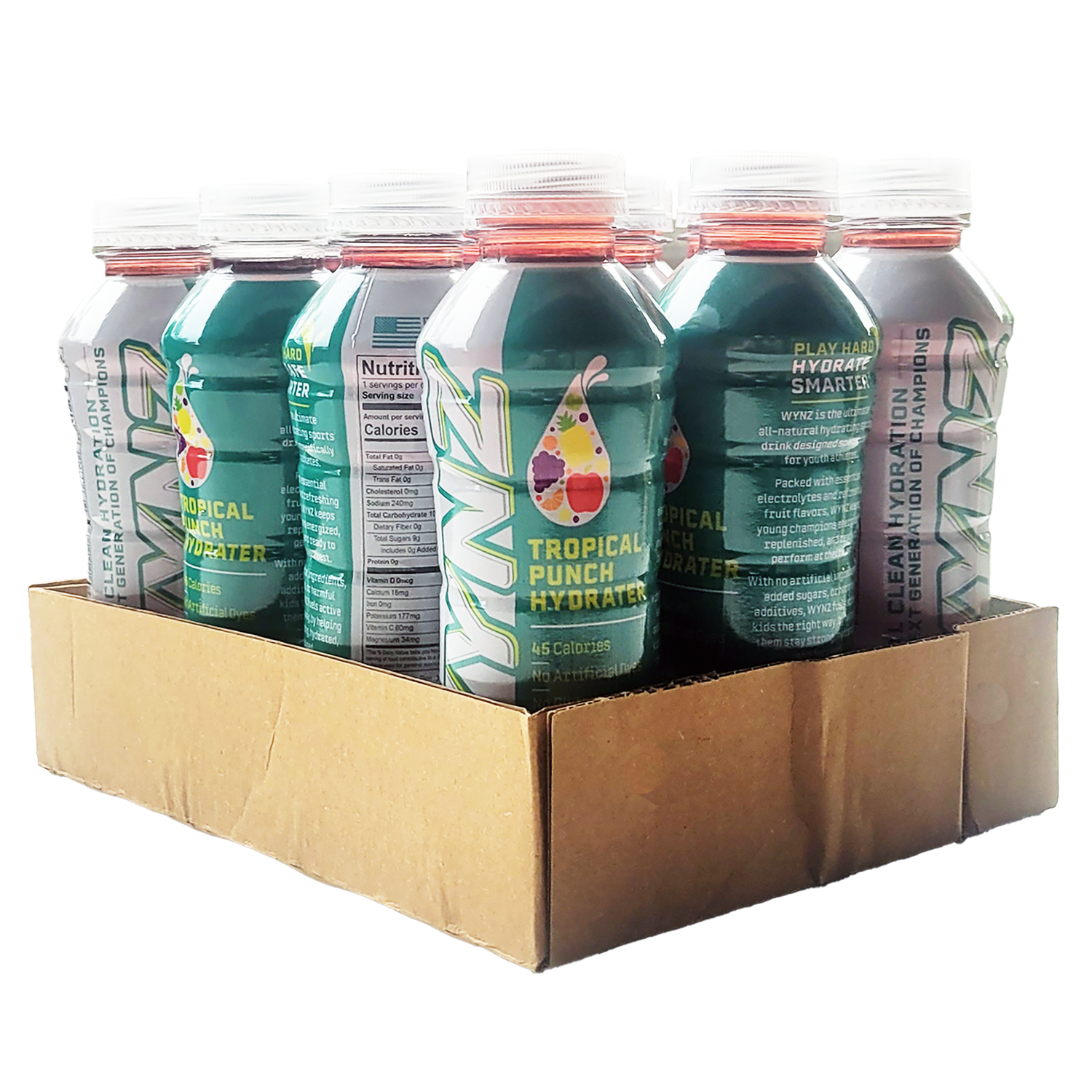 Wynz Tropical Punch Hydrater Youth Hydration Sports Drinks - (16oz) 12 Pack